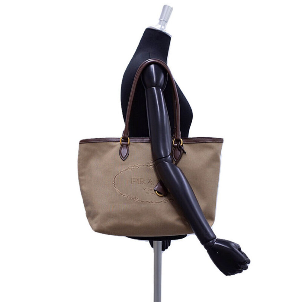 Prada Logo Jacquard Tote Bag beige brown canvas - Picture 9 of 9